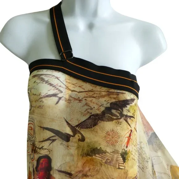 Jean Paul Gaultier Vintage Nylon Mesh Maxi Dress Skirt Soleil Tribal Native Art